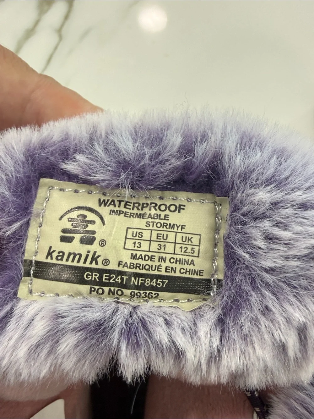 Kamik Purple Faux Fur-Trim Kids Rain & Snow Boots